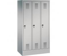 C+P Garderobenschrank mit Sockel für Grundschulen, 3 Fächern, b90xt30xh165cm