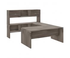 TREND PLUS Winkelschreibtisch mit Wangengestell und Anbauregal, 180x231cm