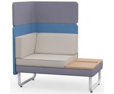 PLAY&WORK 1.5-Sitzer Sofa mit Ablagetisch, niedrige Rückwand mit Aufsatzpaneel