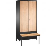 C+P Garderobenschrank + paarweise + tiefergelegtem Sitzbank,b80xt50xh185cm