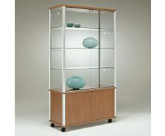 QUADRA Standvitrine mit Flügeltüren und Unterschrank b99,2xt52,7xh183cm