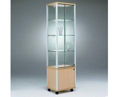 QUADRA Standvitrine mit Flügeltür und Unterschrank b52,7xt52,7xh183cm
