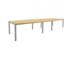 EXPERT Konferenztisch mit Quadratrohrgestell, Bootsform, 80-140cm tief, 240-400cm breit