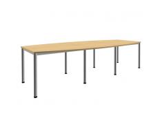 EXPERT Konferenztisch mit Rundrohrgestell, Bootsform, 80-140cm tief, 240-400 breit