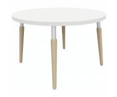 TAUKO Loungetisch, Kaffeetisch mit 4-Fuß-Holzgestell, rund, Ø 60-80cm