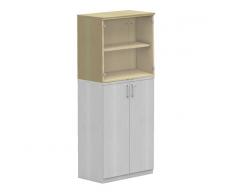 EXPERT 2-OH Aufsatz-Glasflügeltürschrank, Aktenschrank, 80cm breit