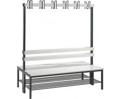 C+P Doppelseitige Garderobenbank mit 2 x 4 Füßen und Schuhrost, b150xt75xh165cm