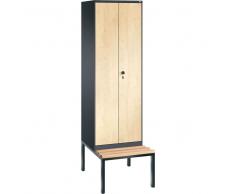 C+P Garderobenschrank + paarweise + untergebauter Sitzbank, b60xt50xh209cm