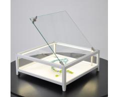 Quadrat Vitrine mit Flügeltür, weiß, b42,8xt42,8xh12,8cm