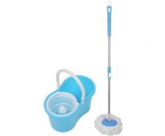 Wischmopp Set mit Eimer,Bodenwischer Bodenreiniger Eimer Schleuder Reiniger Mop Komplett Set Blau