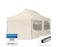 3x6 m Faltpavillon TOOLPORT, ECONOMY Alu 32mm, Seitenteile mit Panoramafenstern, creme - creme