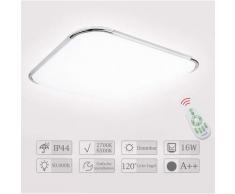 wolketon LED Deckenleuchte Dimmbar mit Fernbedienung Deckenlampe Wohnzimmer Lampe fuer Bad