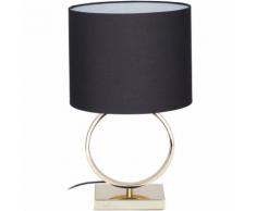 Tischlampe Schwarz, runder Lampenschirm, originelles Design, E27, Nachttischlampe, HxD: 46 x 28