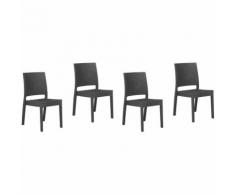 Gartenstuhl Rattanoptik graphitgrau 4er Set FOSSANO