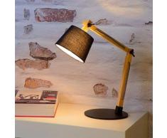 Modische Schreibtischleuchte Olly aus Metall und Holz mit Textilschirm in schwarz EEK A++ [Spektrum
