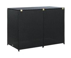 YOUTHUP Mülltonnenbox für 2 Tonnen Poly Rattan Schwarz 148x80x111 cm