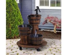 Outsunny - Holzfass-Brunnen mit Wasserpumpe,Kaskadenbrunnen,ZImmerbrunnen,Rustikales