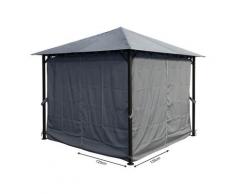 4 Seitenteile für Pavillon Nizza 3x3m Seitenwand Grau RAL 7012