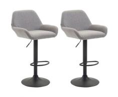 2er Set Barhocker Braga Stoff-grau-Schwarz