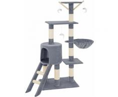 Tectake - Kratzbaum Dominik 144cm - Katzenbaum, Katzenkratzbaum, Katzenhaus - grau