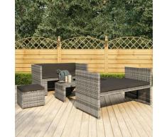 Asupermall - 5-Tlg. Garten-Lounge-Set Mit Auflagen Poly Rattan Grau