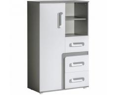 Jugendzimmer - Kommode Oskar 06, Farbe: Anthrazit / Weiß - 136 x 85 x 40 cm (H x B x T)