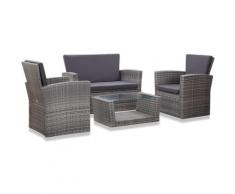 Asupermall - 4-Tlg. Garten-Lounge-Set Mit Auflagen Poly Rattan Grau