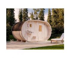 Saunahaus Oval inkl. Holz-Ofen (18 kW) | unbehandelt - Gartensauna Außensauna - Naturbelassen