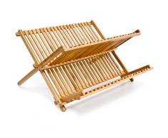 Abtropfgestell CROSS HBT 24,5 x 42 x 33 cm Abtropfgitter Bambus klappbar Geschirrabtropfer für