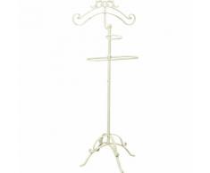 Stummer Diener aus Schmiedeeisen mit antikiertem weißem Finish L51xPR48xH126 cm.