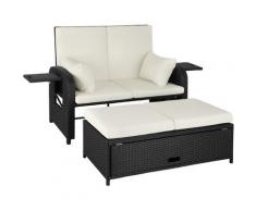 Tectake - Rattan Sofa mit Aluminiumgestell Kreta, inkl. Schutzhülle - Loungemöbel, Gartenmöbel,