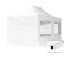 3x4,5 m Faltpavillon TOOLPORT, ECONOMY Stahl 30m, Seitenteile mit Panoramafenstern, weiß