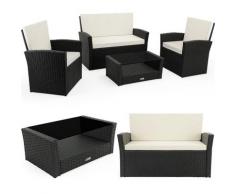 Casaria - Poly Rattan Lounge Set 7cm Auflagen 2 Sessel Bank Tisch Sitzgruppe Gartenmöbel