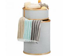 Relaxdays Bambus Wäschekorb, runde Wäschetonne, 42 L, 2-teiliger Wäschesammler mit Deckel, 63 x 38