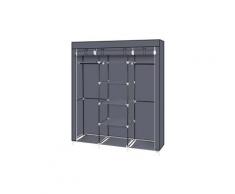 149,5x44x174cm Tragbarer Kleiderschrank Vliesstoff Garderobe Doppelstab Aufbewahrungsorganisator