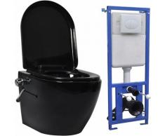 Wand-WC ohne Spülrand mit Einbau-Spülkasten Keramik Schwarz Vidaxl Schwarz