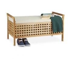 Sitzbank Walnuss mit Stauraum HBT: 46,5 x 92,6 x 49,0 cm Schuhtruhe aus Holz Sitzkommode mit