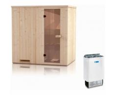 Elementsauna Gobi 60 mm mit Dachkranz inkl. 8 kW Saunaofen - Außenmaße (B x T x H): 200 x 200 x 205