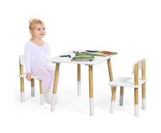 GOPLUS 3-Teiliges Kindersitzgruppe, Kindermoebel mit Ergonomischem Design aus 1 Tisch & 2 Stühle,