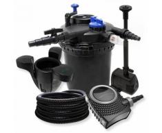 Druckfilter Set: 30000l Filter, 18W UVC Klärer, 70W Pumpe , Schlauch, Springbrunnenpumpe und Skimmer