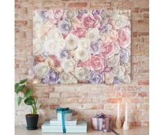 Glasbild - Pastell Paper Art Rosen - Quer 3:4 - Blumenbild Glas Größe HxB: 75cm x 100cm