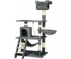 Tectake - Kratzbaum Stokeley 141cm - Katzenbaum, Katzenkratzbaum, Katzenhaus - grau