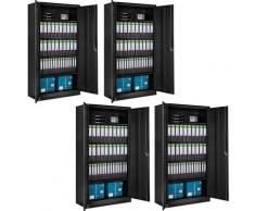 4er Set Aktenschrank mit 5 Böden 180x90x40cm - Büroschrank, Rolladenschrank, Hängeregisterschrank
