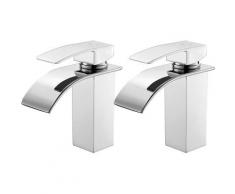 2er Wasserhahnn Bad für Waschbecken Wasserfall Wasserhahn Küche und Bad cromo-plateada Messing
