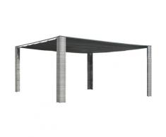 Youthup - Pavillon mit Schiebedach Poly Rattan 400×400×200 cm Grau - Anthrazit