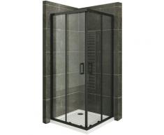 Duschkabine mit Schiebetüren Eckdusche mit Rollensystem aus ESG Glas 190cm Hoch mit schwarze