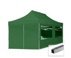 3x6 m Faltpavillon TOOLPORT, ECONOMY Alu 32mm, Seitenteile mit Panoramafenstern, dunkelgrün