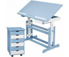Kinderschreibtisch und Rollcontainer - Computertisch, Bürotisch - blau