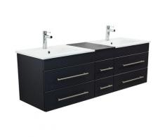 Badmöbel Milano XL 172cm Doppel- Waschtisch schwarz seidenglanz - Schwarz