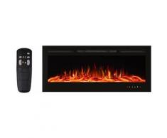 Heidenfeld Elektrokamin HF-WK200 weiß/schwarz elektrischer Kamin Deko Wandkamin (Schwarz 128 x 55cm)